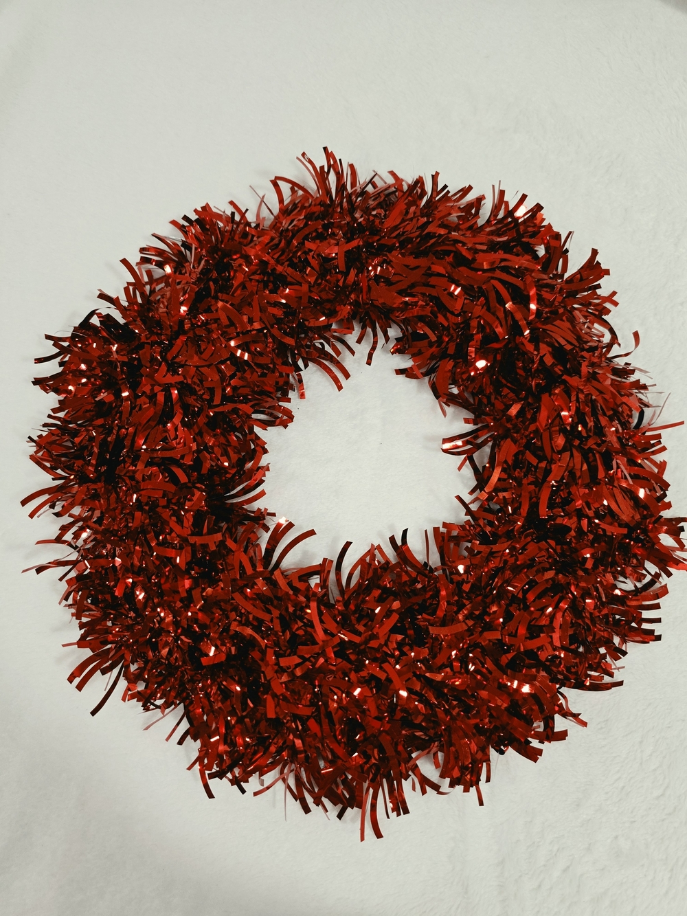 Christmas Red Festive Tinsel Wreath - Home Accents Decor 11"